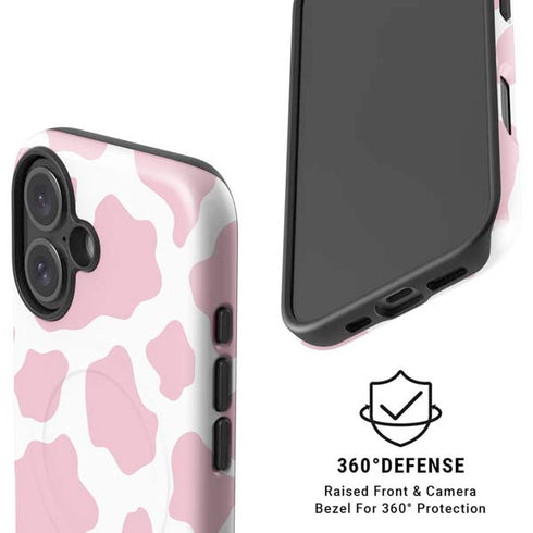 Pink Cow Print iPhone 16 Plus Magsafe Impact Case